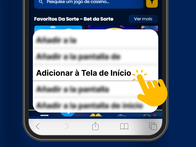 Confirmação da adição do atalho do BetDaSorte na tela inicial do iPhone