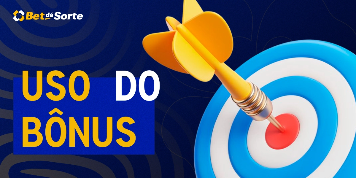 Alvo azul e branco com dardo amarelo no centro e texto Uso do Bônus BetDaSorte