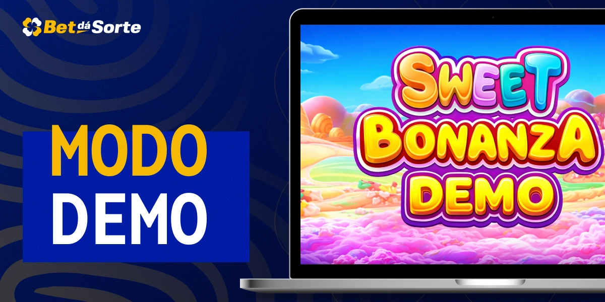 Tela com logotipo Sweet Bonanza Demo e texto Modo Demo ao lado