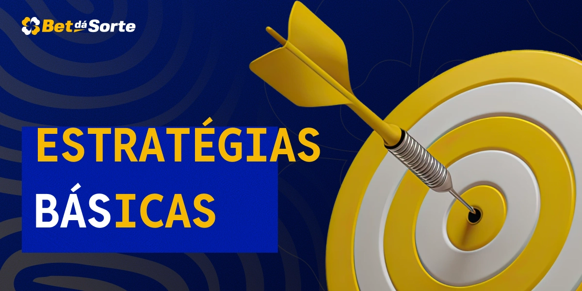 Alvo com dardo amarelo e texto Estratégias Básicas em destaque